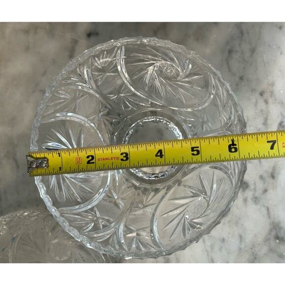 Bohemia Crystal Candy Dish Lidded Vintage Violetta Pinwheel Star of David Clear - Picture 8 of 16